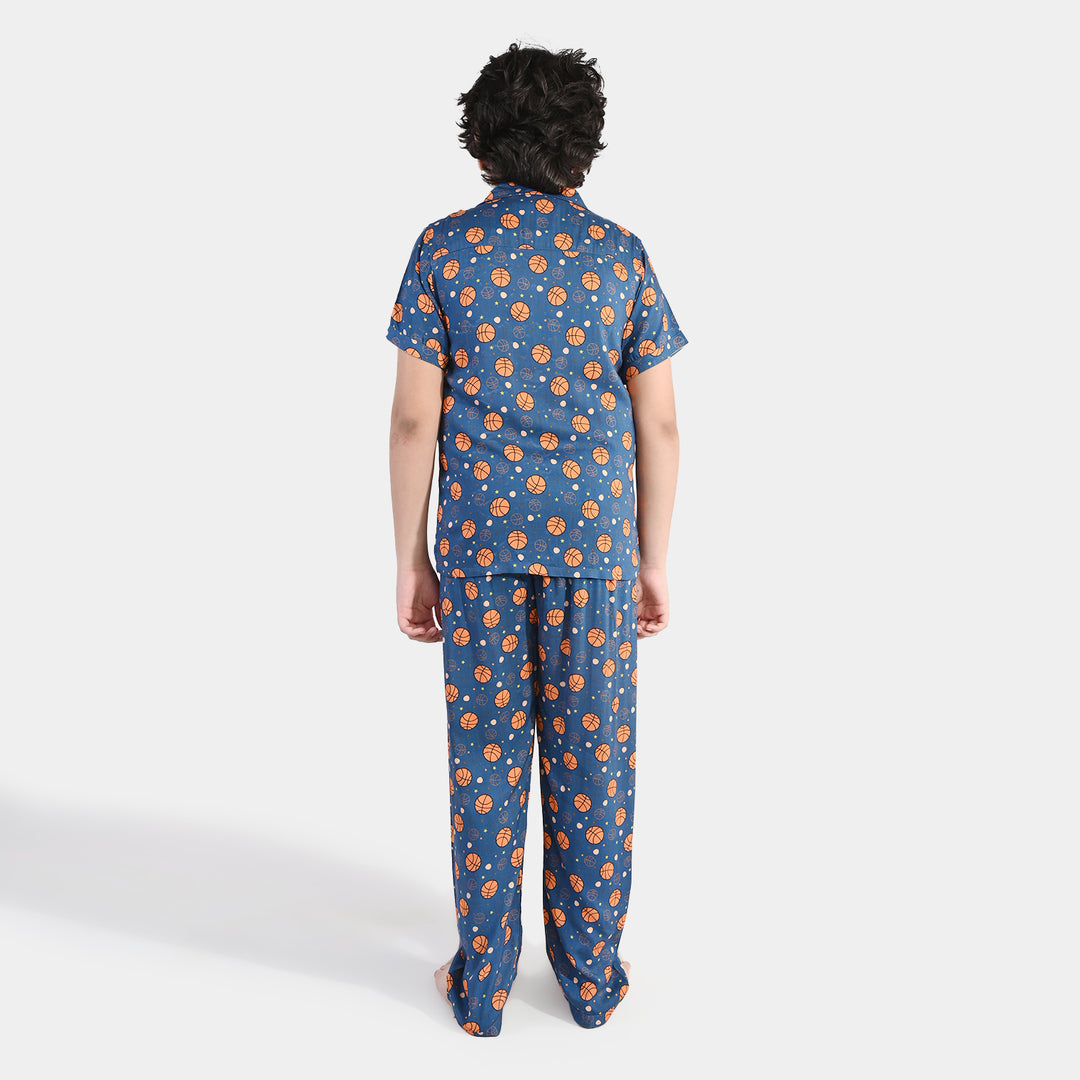 Boys Viscose Nightwear  Basketball -Teal Blue