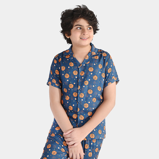 Boys Viscose Nightwear  Basketball -Teal Blue