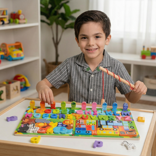 Wooden Fishing 4in1 Letter Board Game