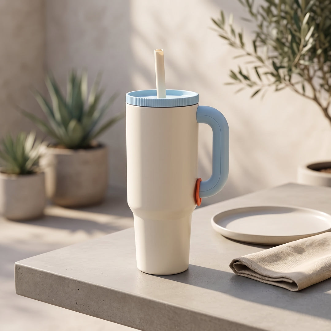 Tumbler with Handle & Straw