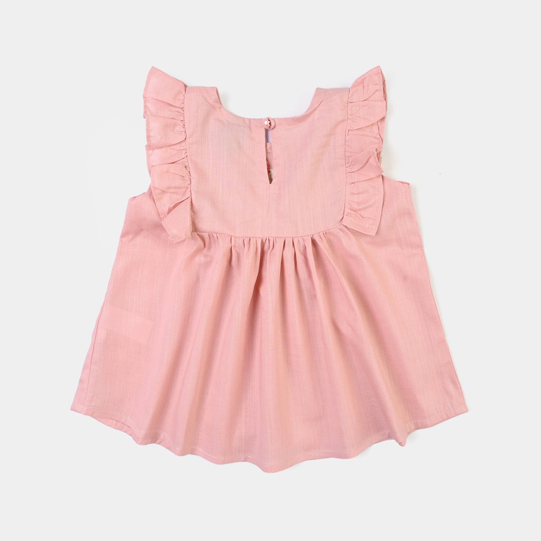 Infant Girls Cotton Emb Frock Desert Rose-Pink