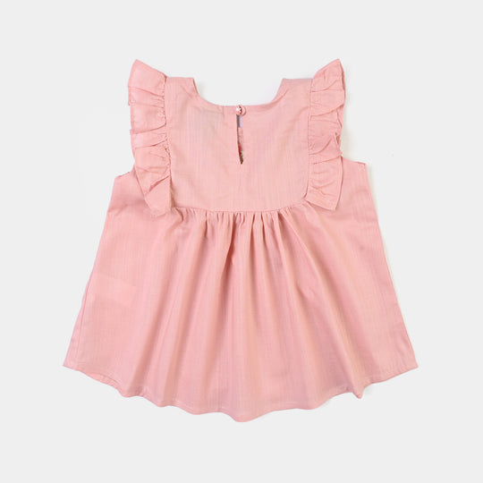 Infant Girls Cotton Emb Frock Desert Rose-Pink