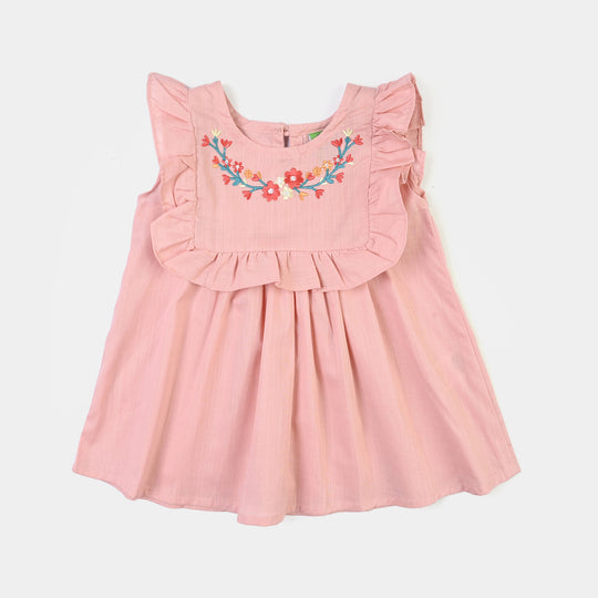 Infant Girls Cotton Emb Frock Desert Rose-Pink
