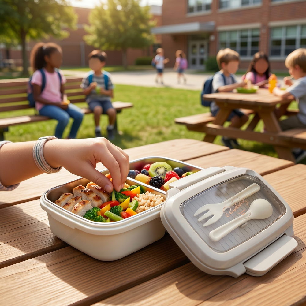 Lunch Box Stainless Steel + Plastic