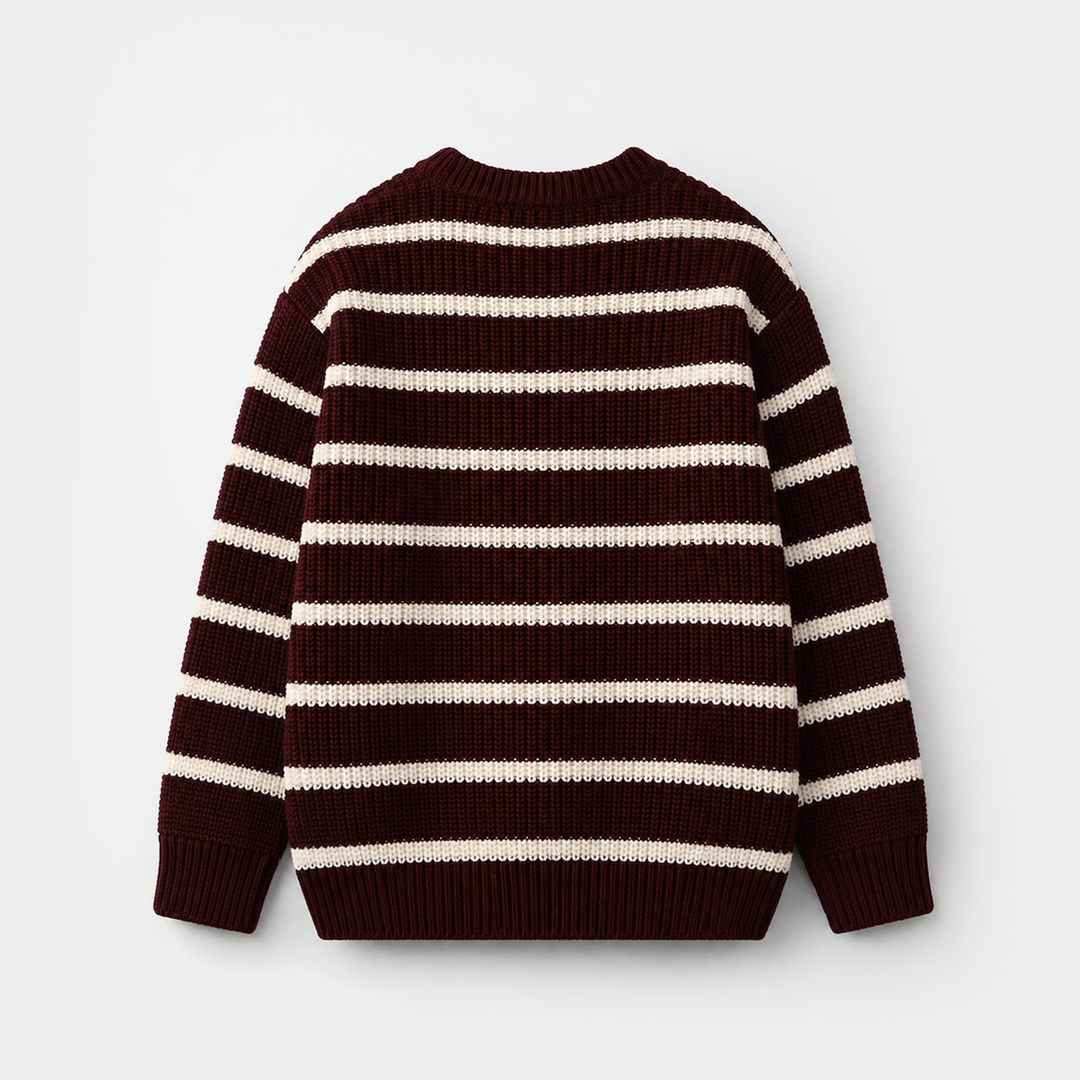 Boys Acrylic Sweater - Go Wild - Maroon & Off White