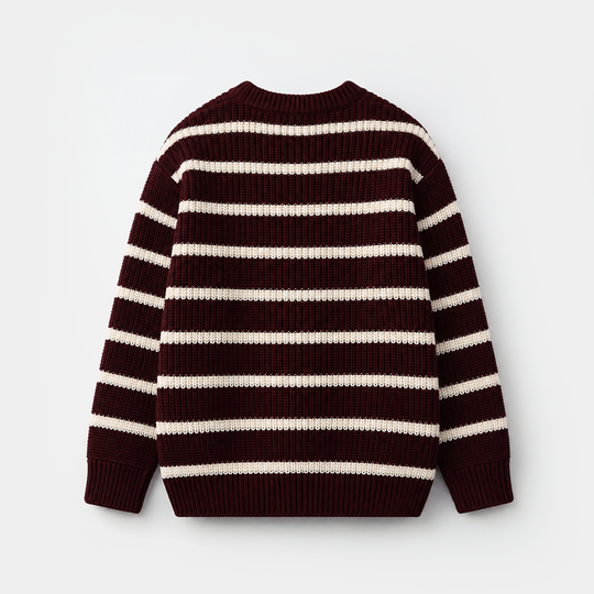 Boys Acrylic Sweater - Go Wild - Maroon & Off White
