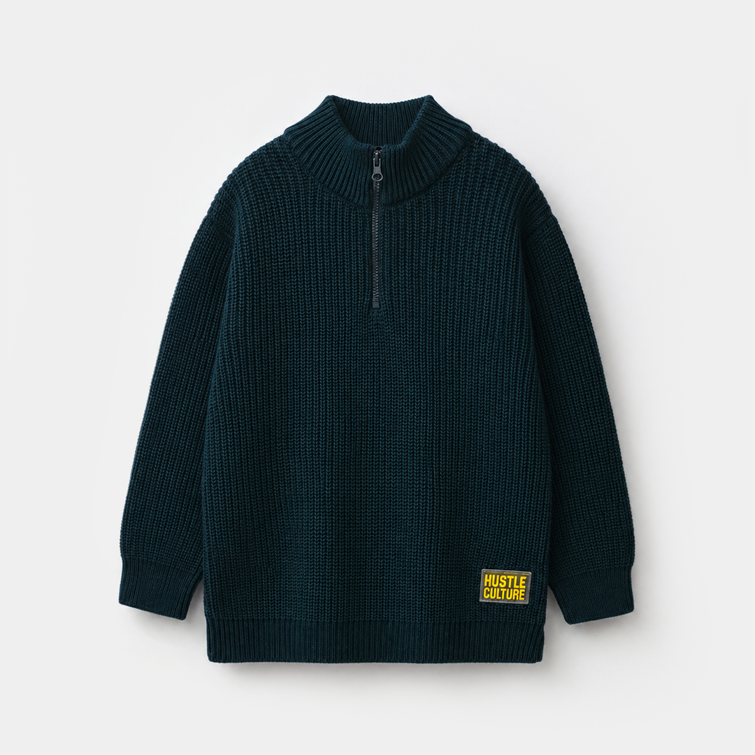 Boys Acrylic Sweater Hustle - Teal Blue