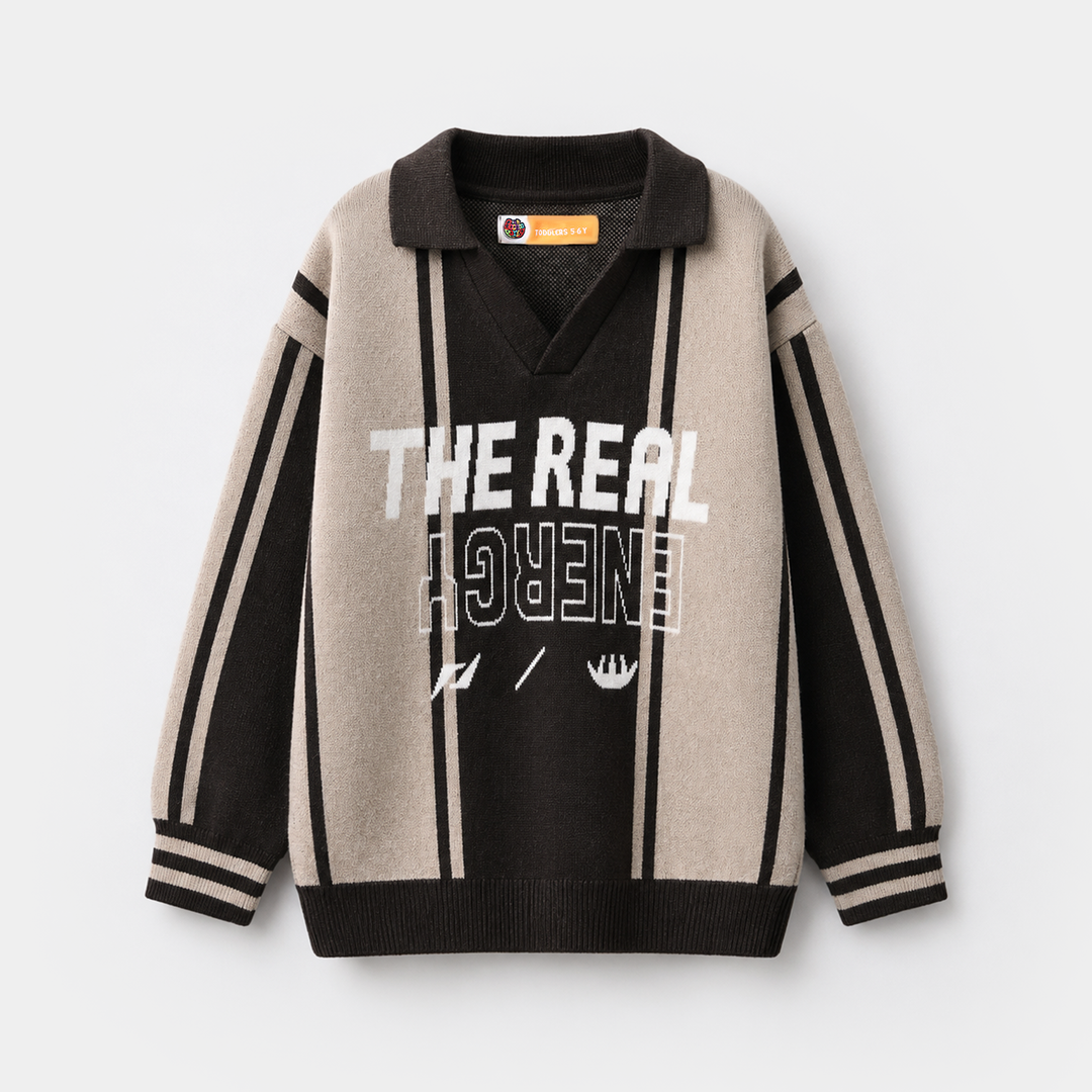 Boys Acrylic Sweater - Real Energy - Grey & Beige