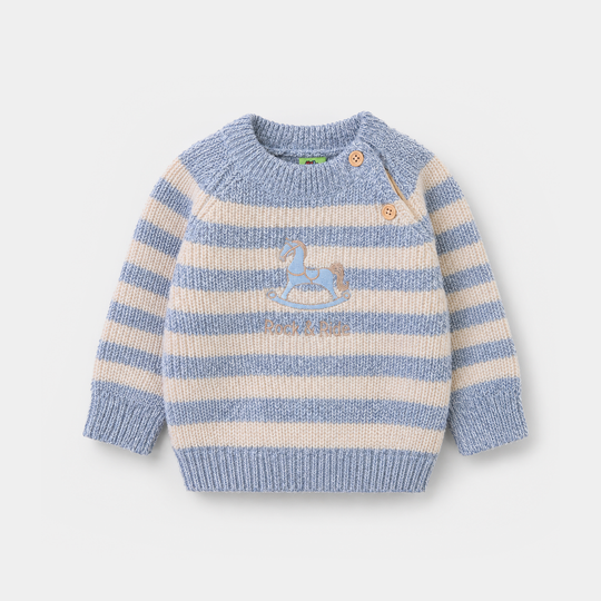 Infant Boys Feather - Acrylic Sweater - Rock & Ride - Blue & White