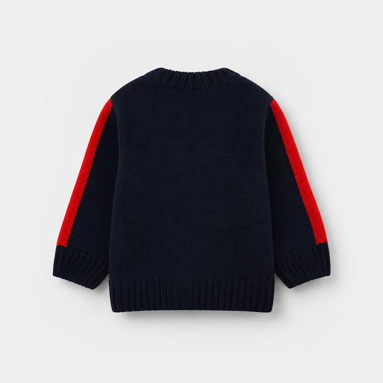 Infant Boys Acrylic Sweater - Laugh - Navy & Red