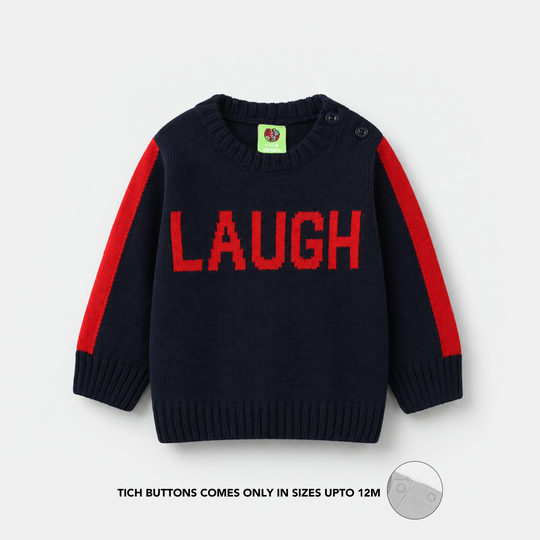 Infant Boys Acrylic Sweater - Laugh - Navy & Red