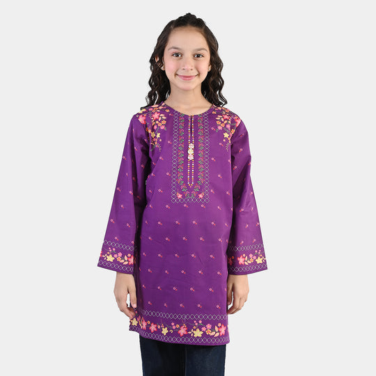 Girls Cotton Printed Kurti Mistry-PURPLE