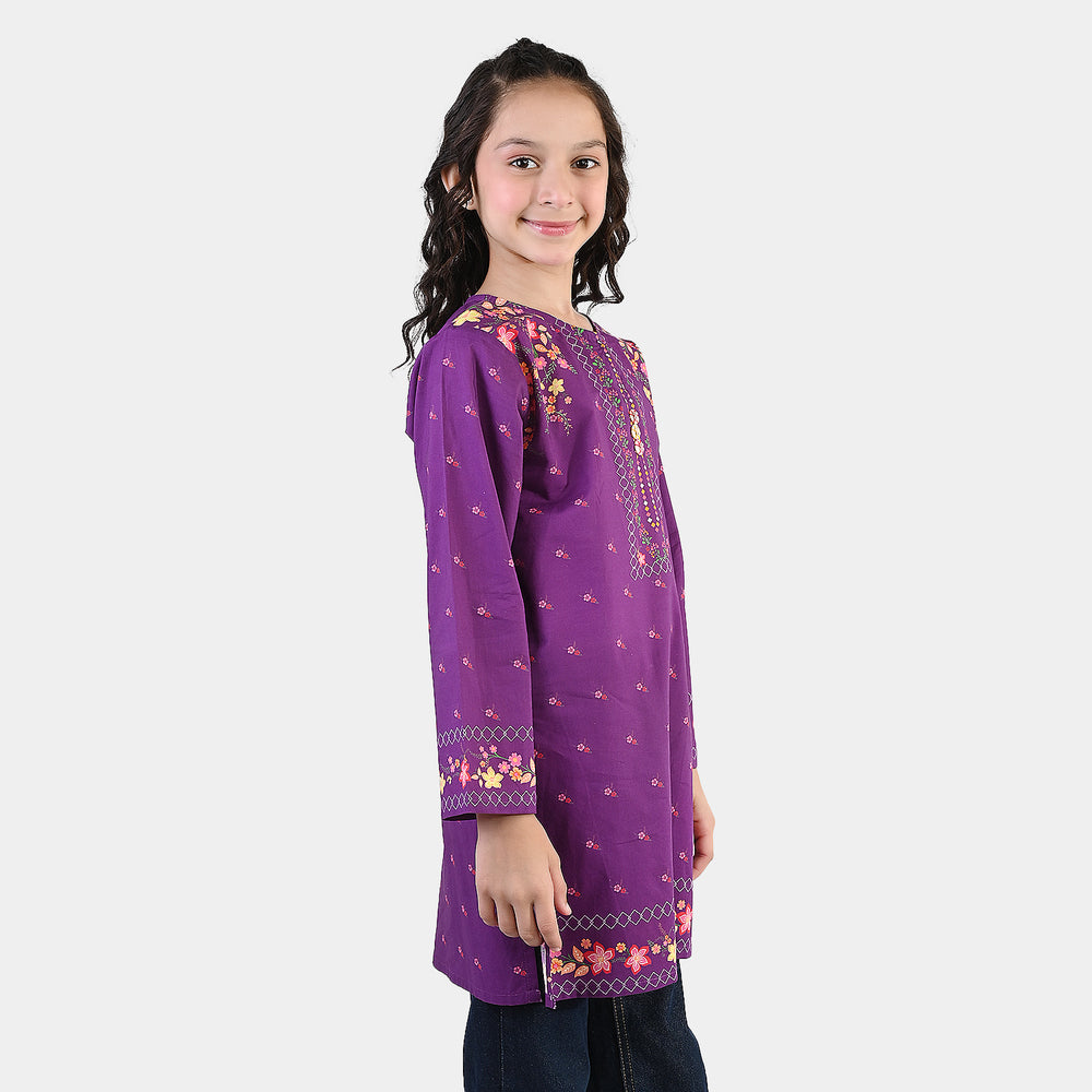 Girls Cotton Printed Kurti Mistry-PURPLE