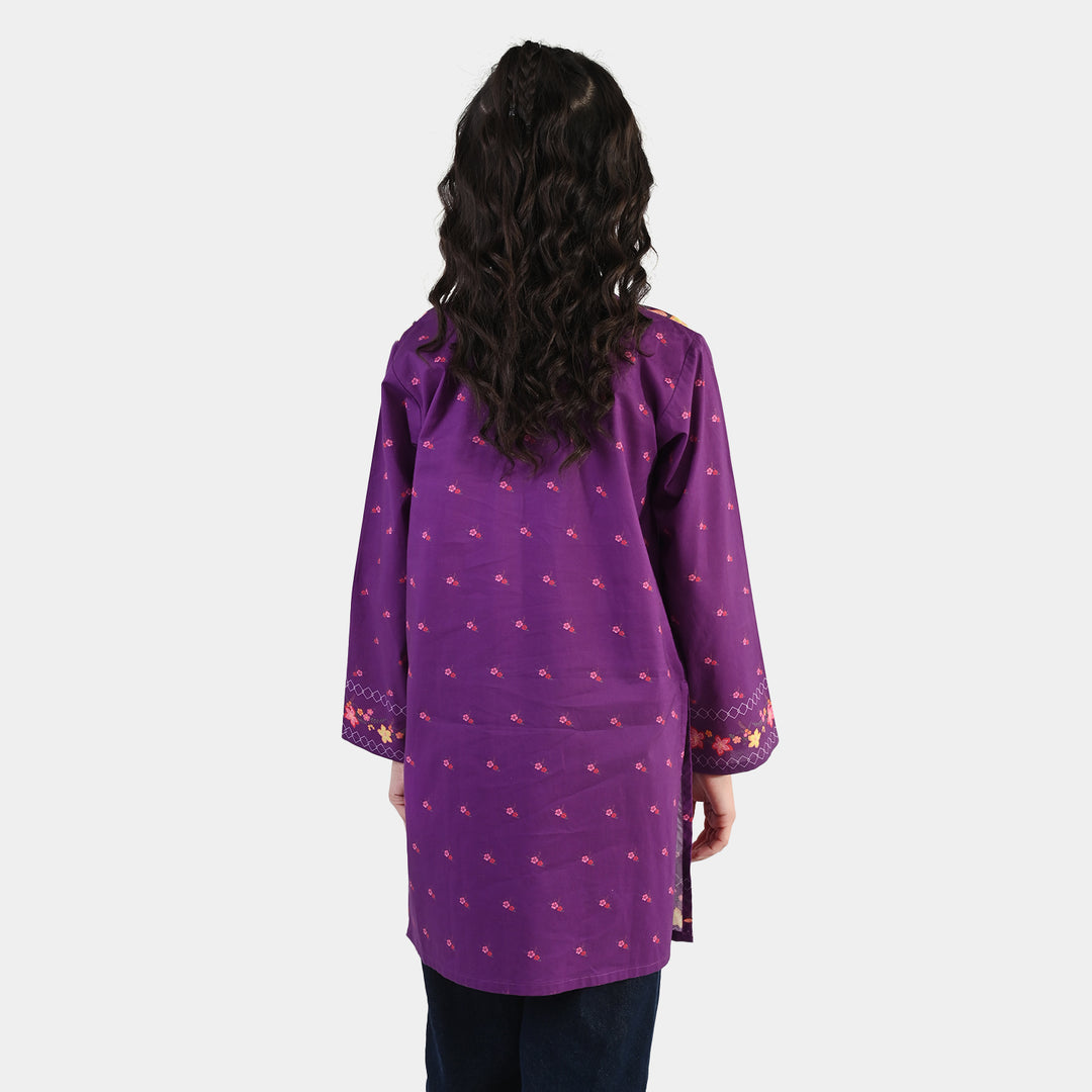 Girls Cotton Printed Kurti Mistry-PURPLE