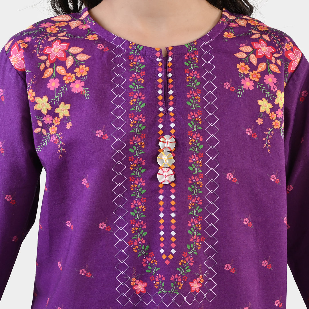 Girls Cotton Printed Kurti Mistry-PURPLE