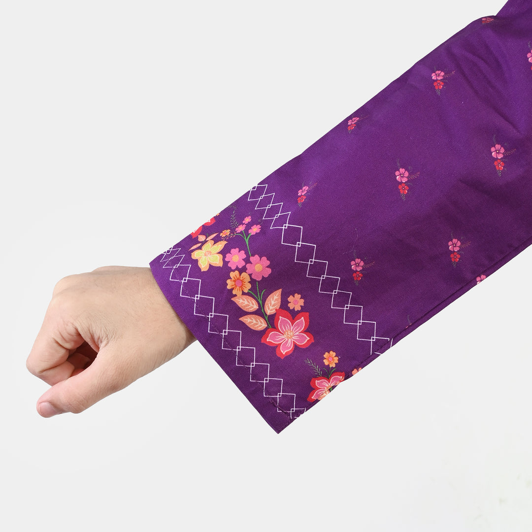 Girls Cotton Printed Kurti Mistry-PURPLE