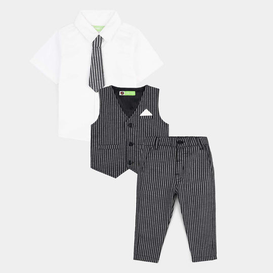 Infant Boys Yarn Dyed 3PC Suit-Gentleman-NAVY