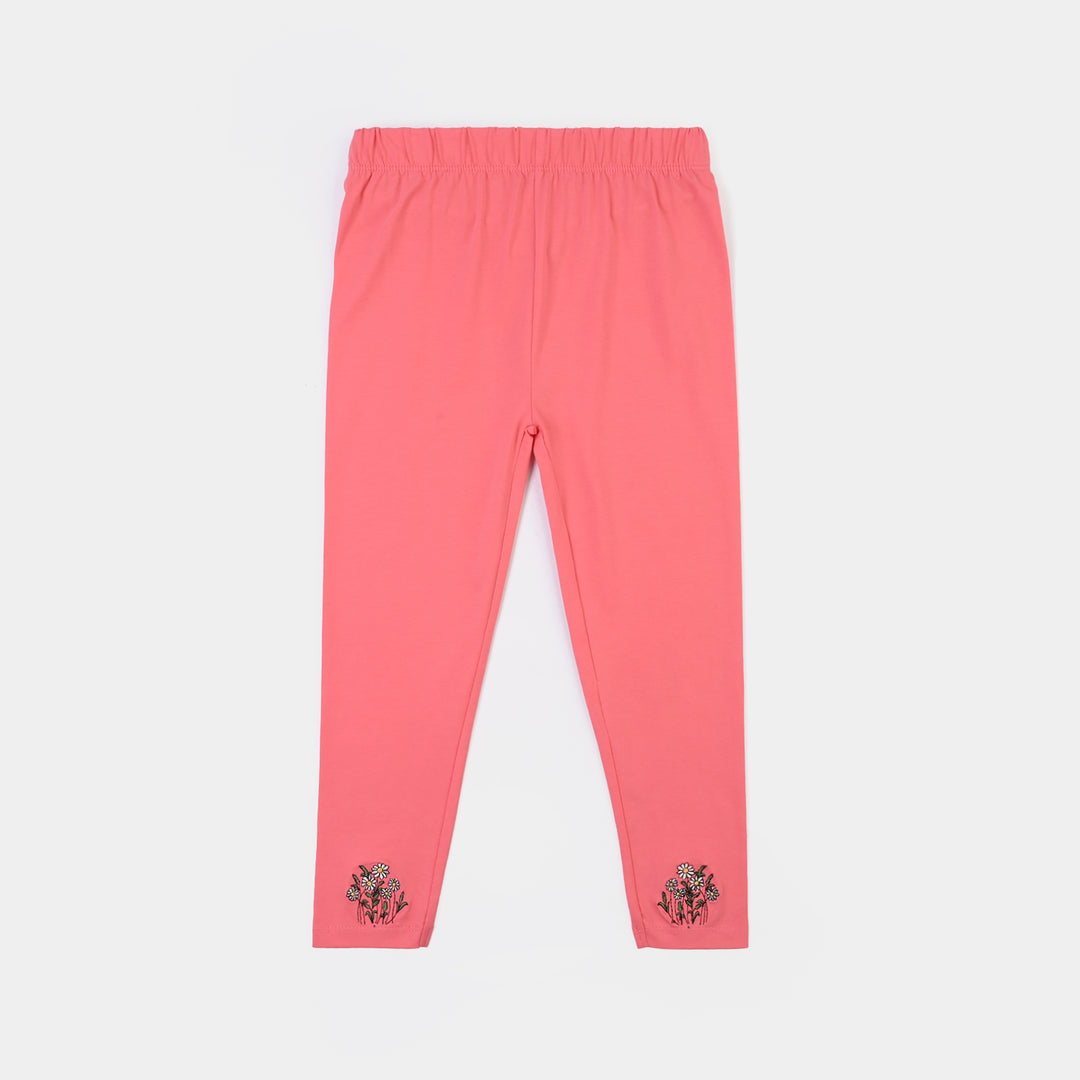 Girls Lycra Jersey EMB Tights DAISY-Pink