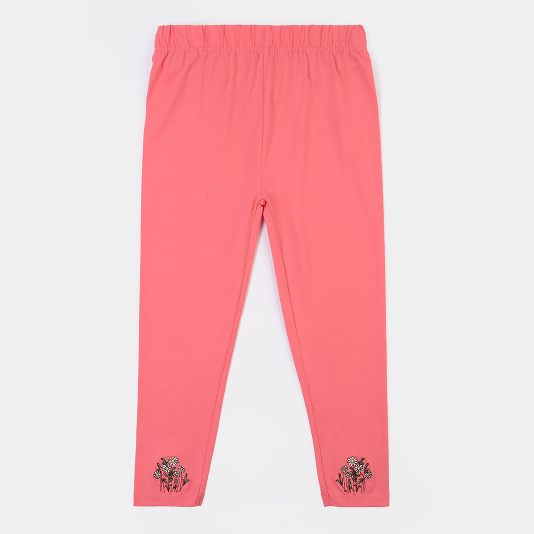 Girls Lycra Jersey EMB Tights DAISY-Pink