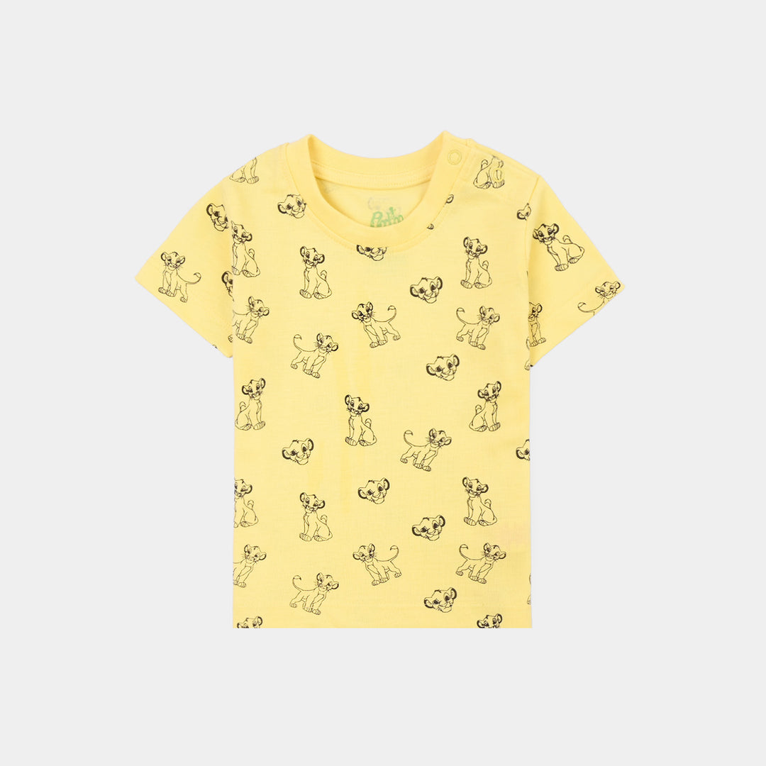 Infant Boys Poly Cotton Jersey Night Suit Character-Yellow
