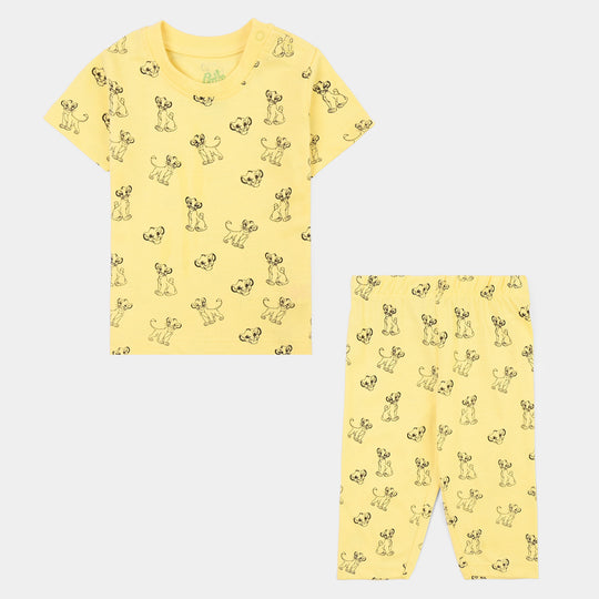 Infant Boys Poly Cotton Jersey Night Suit Character-Yellow