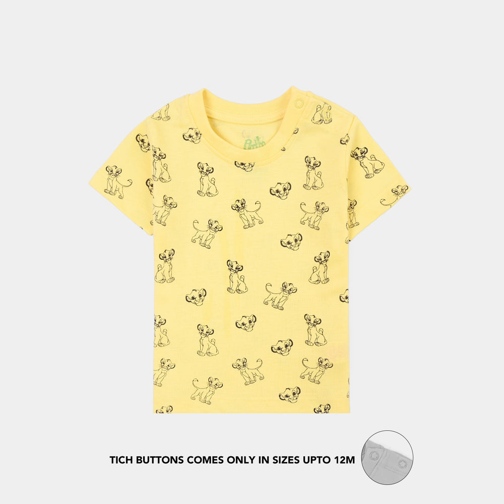 Infant Boys Poly Cotton Jersey Night Suit Character-Yellow