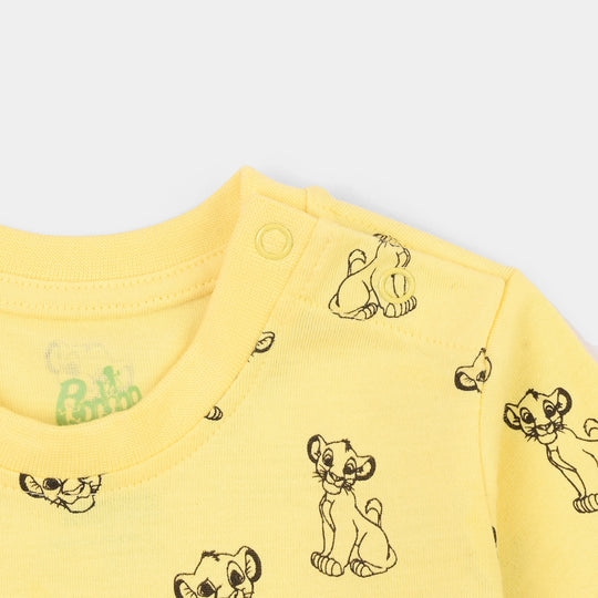 Infant Boys Poly Cotton Jersey Night Suit Character-Yellow