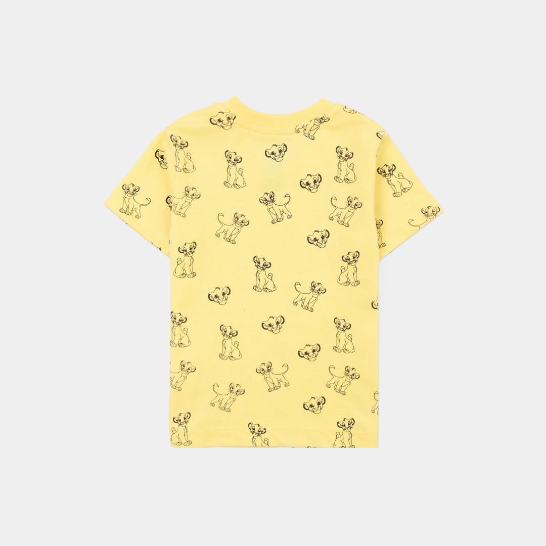 Infant Boys Poly Cotton Jersey Night Suit Character-Yellow