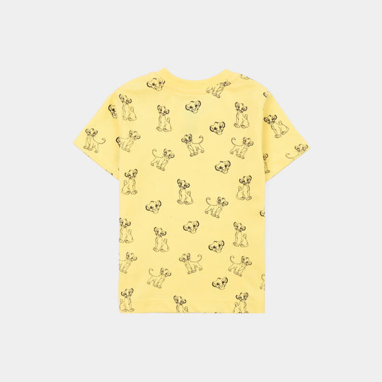 Infant Boys Poly Cotton Jersey Night Suit Character-Yellow