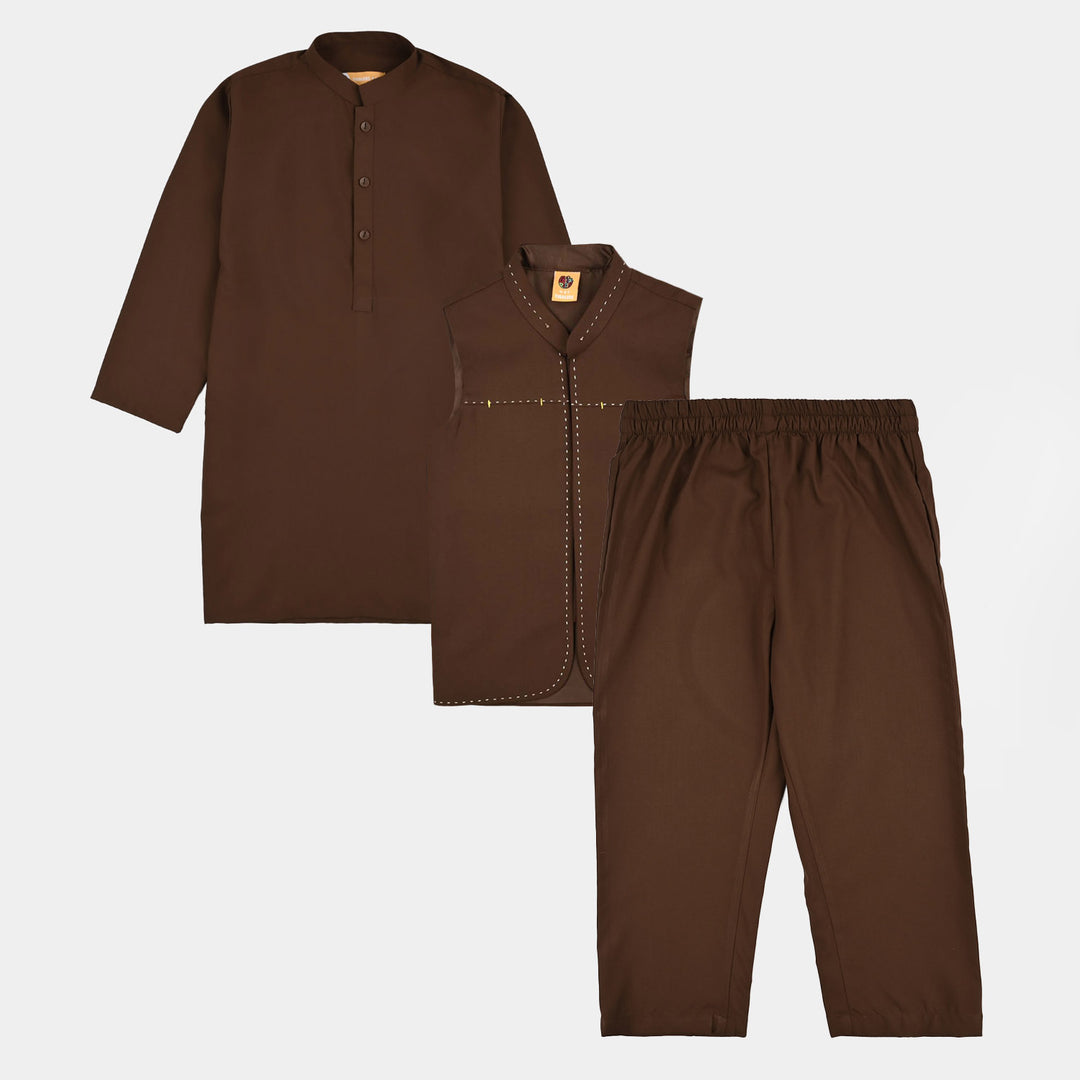 Boys Poly Viscose 3Piece (Coca Brown)