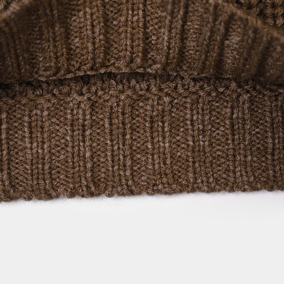 Infant Girls Acrylic Sweater-Quard Flower-BROWN