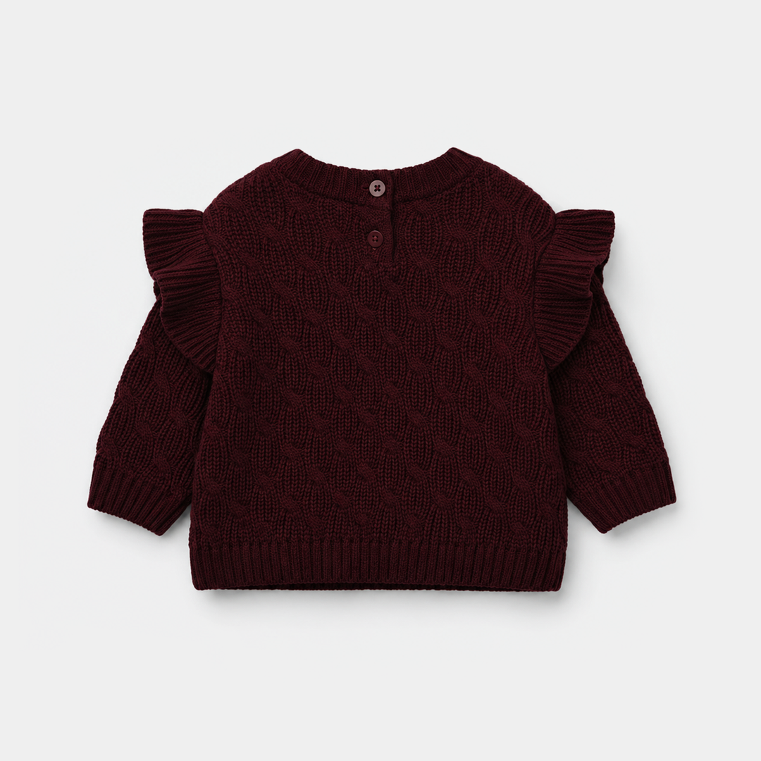 Infant Girls Acrylic Sweater - Classy - Dark Maroon