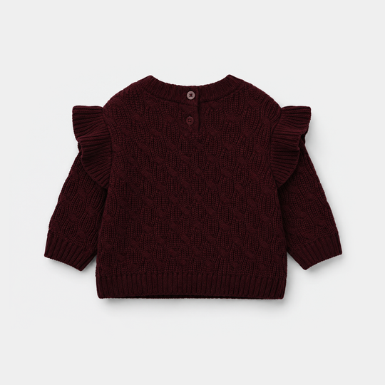 Infant Girls Acrylic Sweater - Classy - Dark Maroon