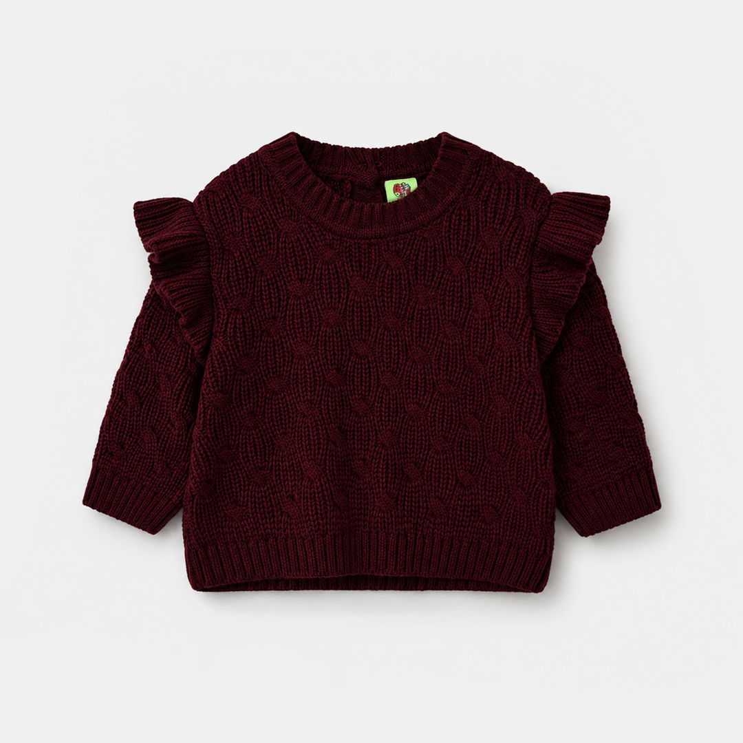 Infant Girls Acrylic Sweater - Classy - Dark Maroon