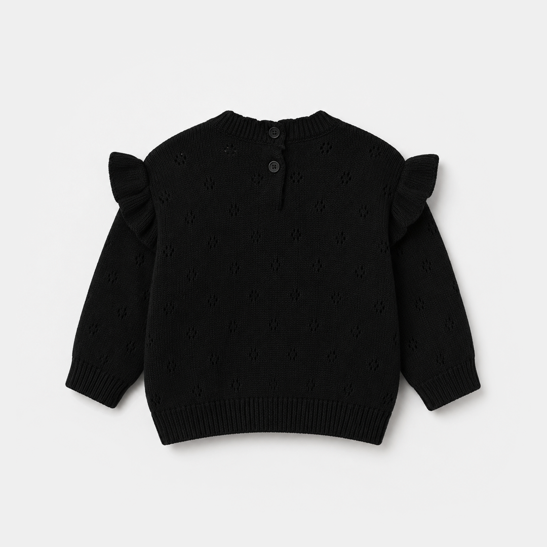 Infant Girls Acrylic Sweater - Rosie - Black