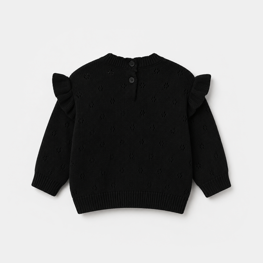 Infant Girls Acrylic Sweater - Rosie - Black