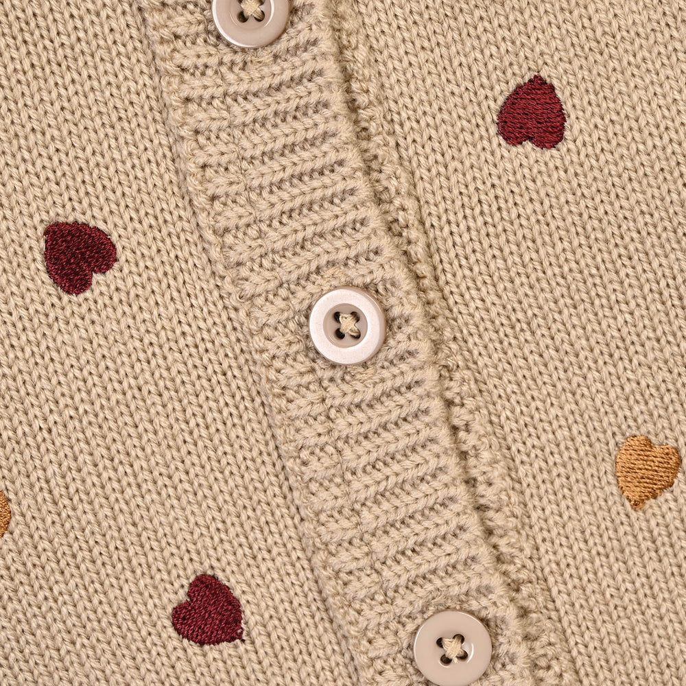 Infant Girls Acrylic Sweater-Hearted-BEIGE