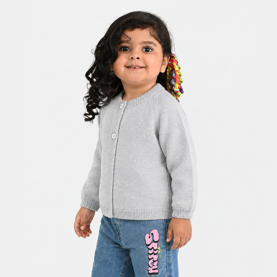 Infant Girls Acrylic Sweater-Cardigan-Lt.Grey