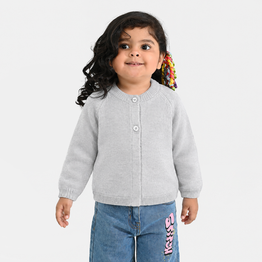 Infant Girls Acrylic Sweater-Cardigan-Lt.Grey