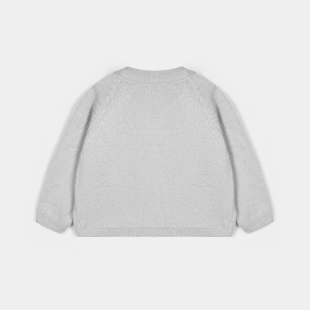 Infant Girls Acrylic Sweater-Cardigan-Lt.Grey