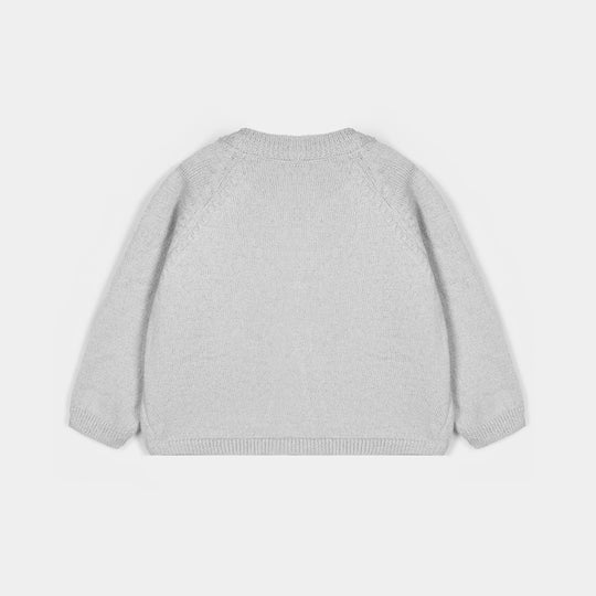 Infant Girls Acrylic Sweater-Cardigan-Lt.Grey