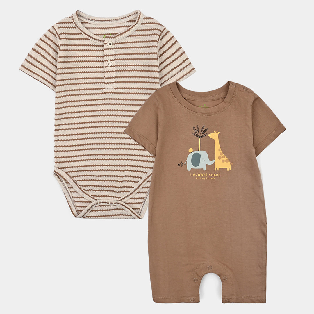 Infant Boys Cotton Jersey 2Piece Set JUNGLE BUDDIES-Brown