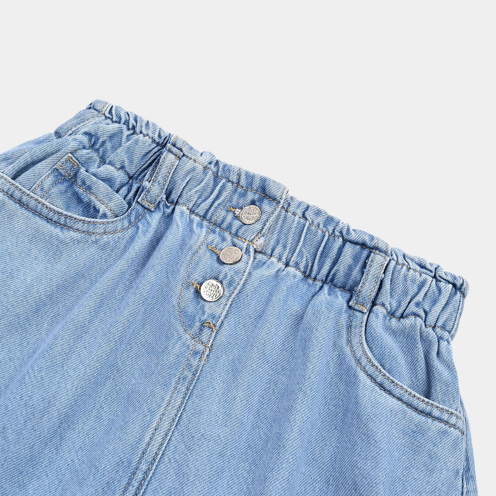 Girls Denim rigid Skirt Basic-L.Blue