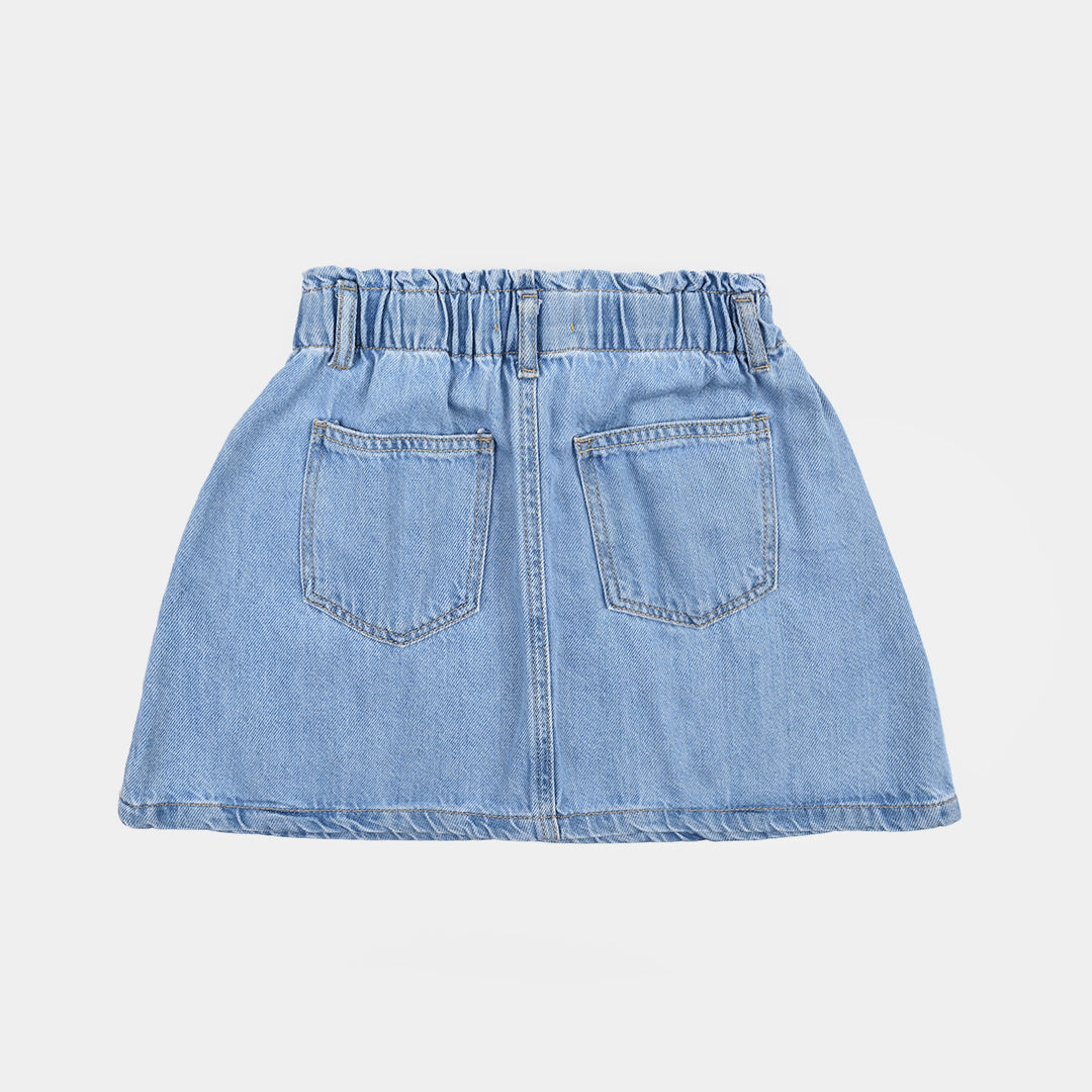 Girls Denim rigid Skirt Basic-L.Blue