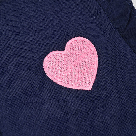 Girls Cotton Terry Short Hearts-Navy Blue