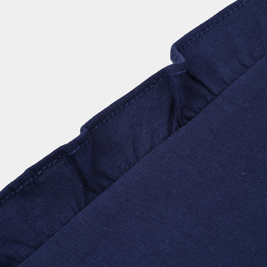 Girls Cotton Terry Short Hearts-Navy Blue