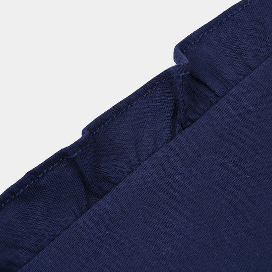 Girls Cotton Terry Short Hearts-Navy Blue