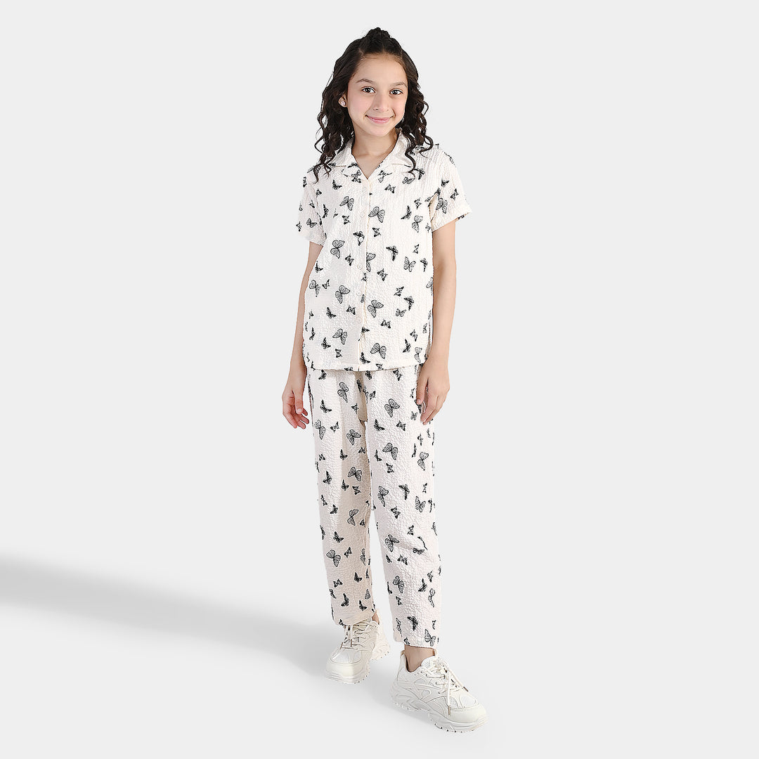 Girls Linen Viscose Nightwear Butterfly