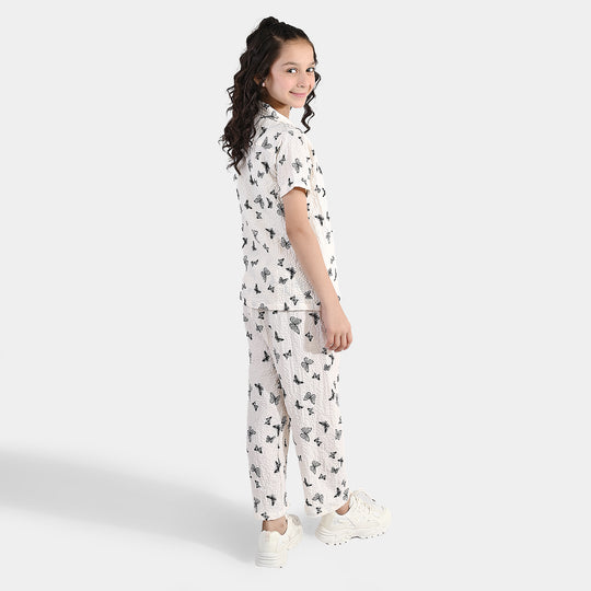 Girls Linen Viscose Nightwear Butterfly