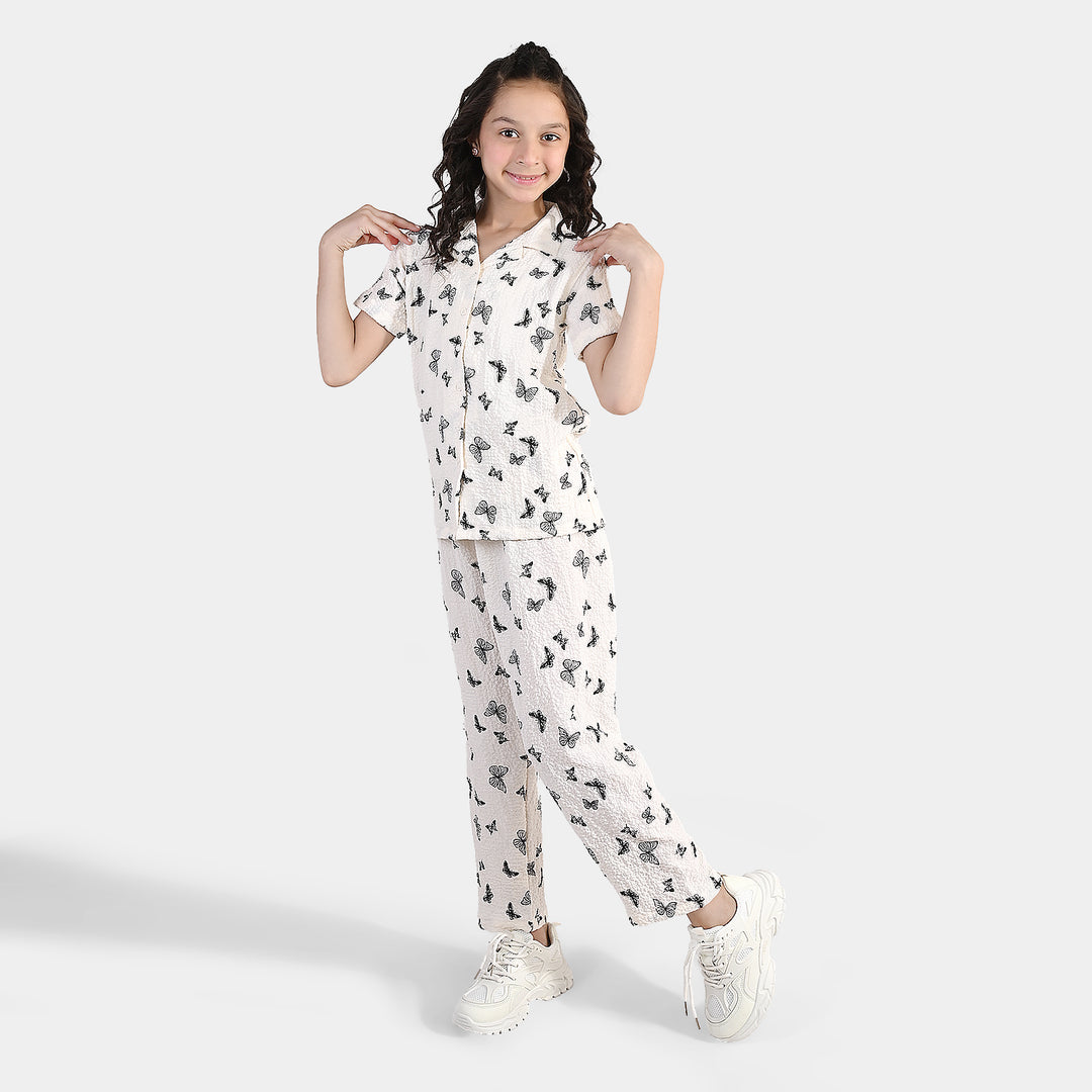 Girls Linen Viscose Nightwear Butterfly
